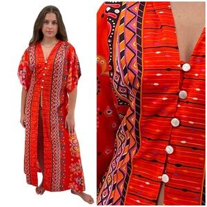 RARE Vintage 60s Robe Beach Coverup Kimono Riviera Robes California Created M/L